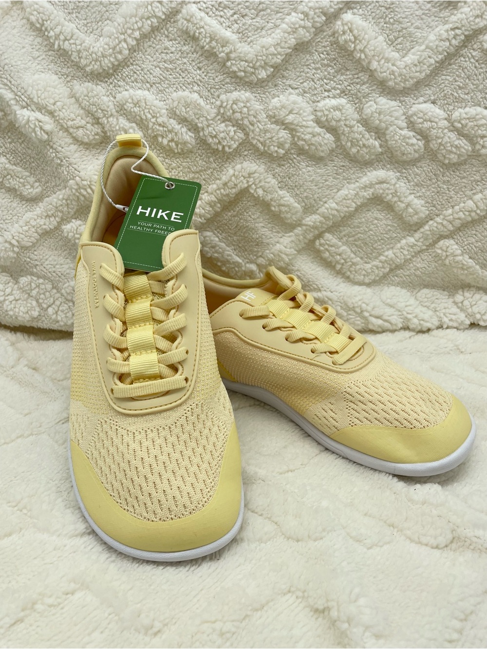 HIKE Footwear Women's Breathable Yellow Knit Skip On Sneakers Wide Toe Box